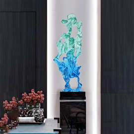 新中式透明树脂太湖石摆件书房客厅办公室酒店大堂摆设艺术装饰品