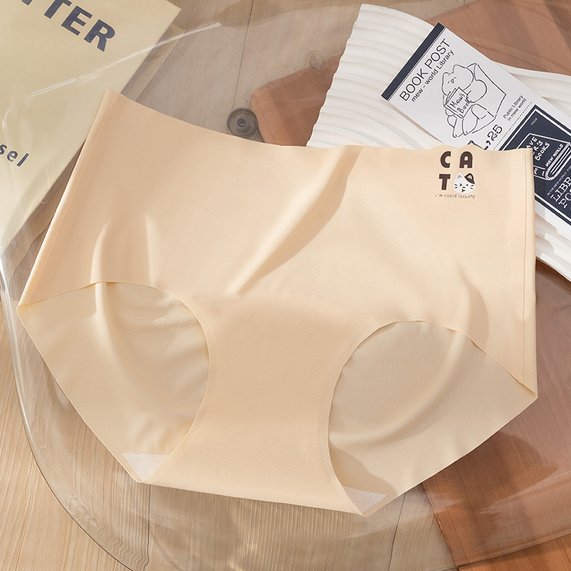 Ladies sin costuras seda de hielo sexy cintura media transpirable niña japonesa que da a luz algodón antibacteriano entrepierna sin costuras triángulo calzoncillos para mujer