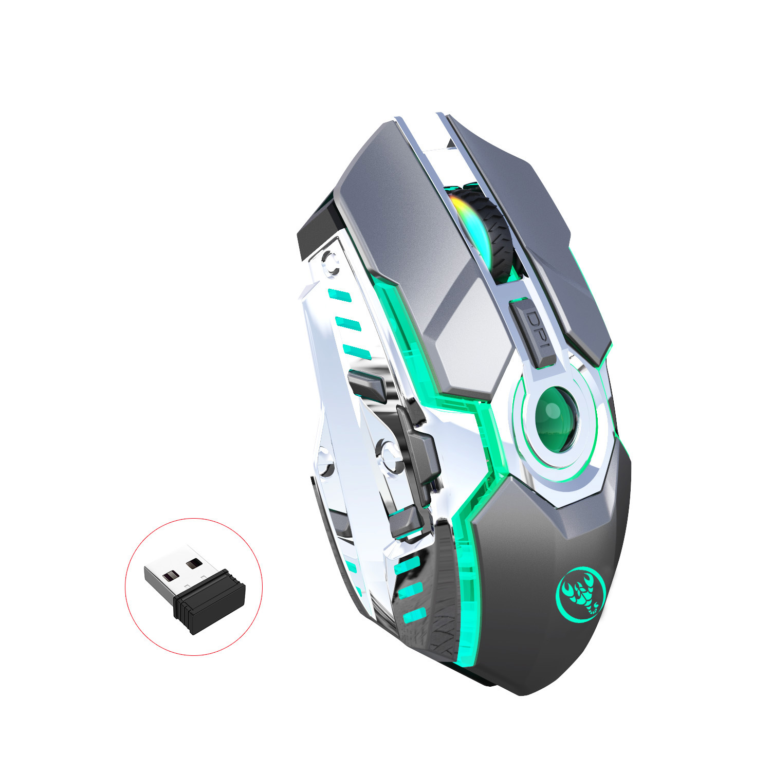 2023 Neue kabellose Gaming-Maus, RGB-Licht, 2400 dpi, verstellbar, geeignet für PC und Desktop-Computer_voghion.com