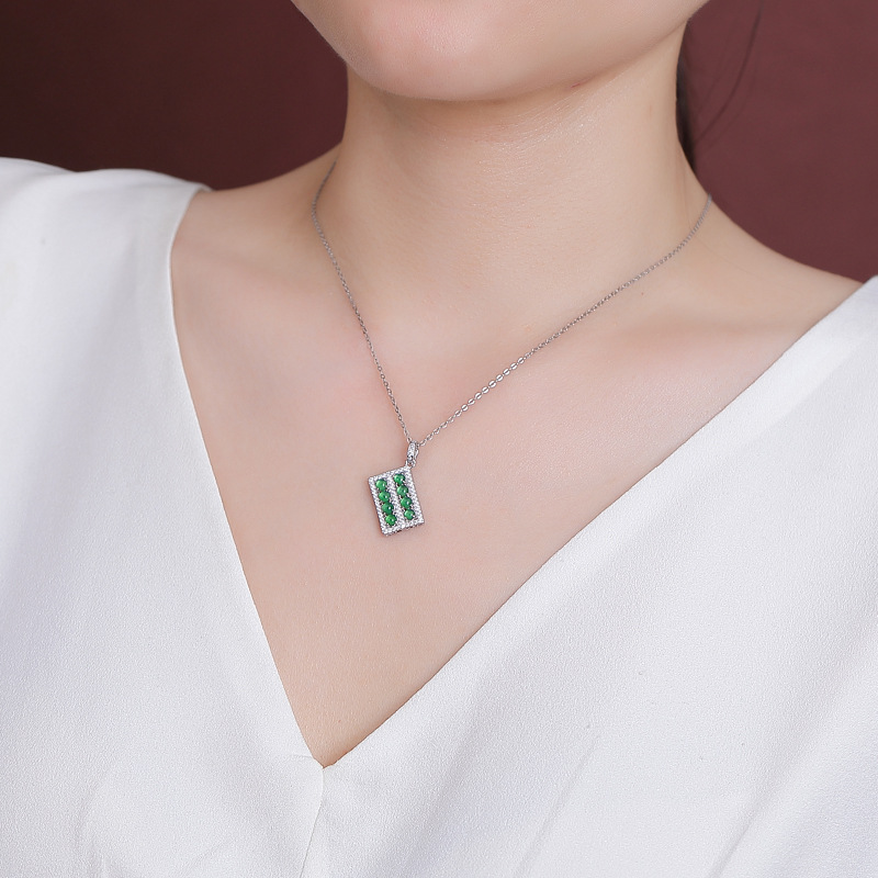 Mặt dây chuyền bạc S925 hạt tròn bàn tính phong cách Trung Hoa — Mẫu ngọc nước xanh (không bao gồm dây chuyền)