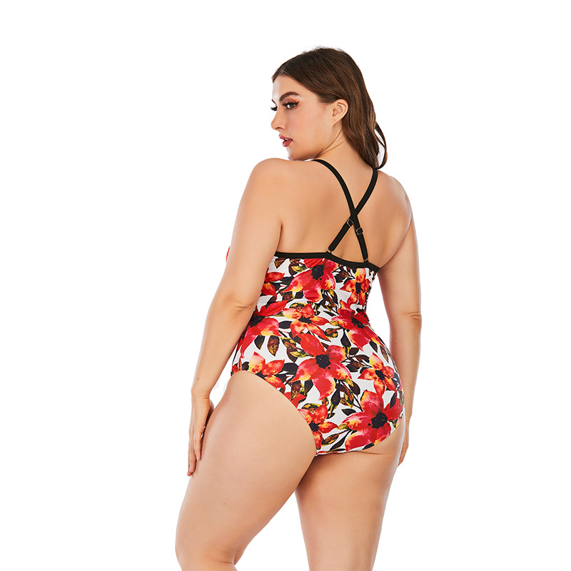 plus size print V-neck one-piece swimsuit NSVNS117413