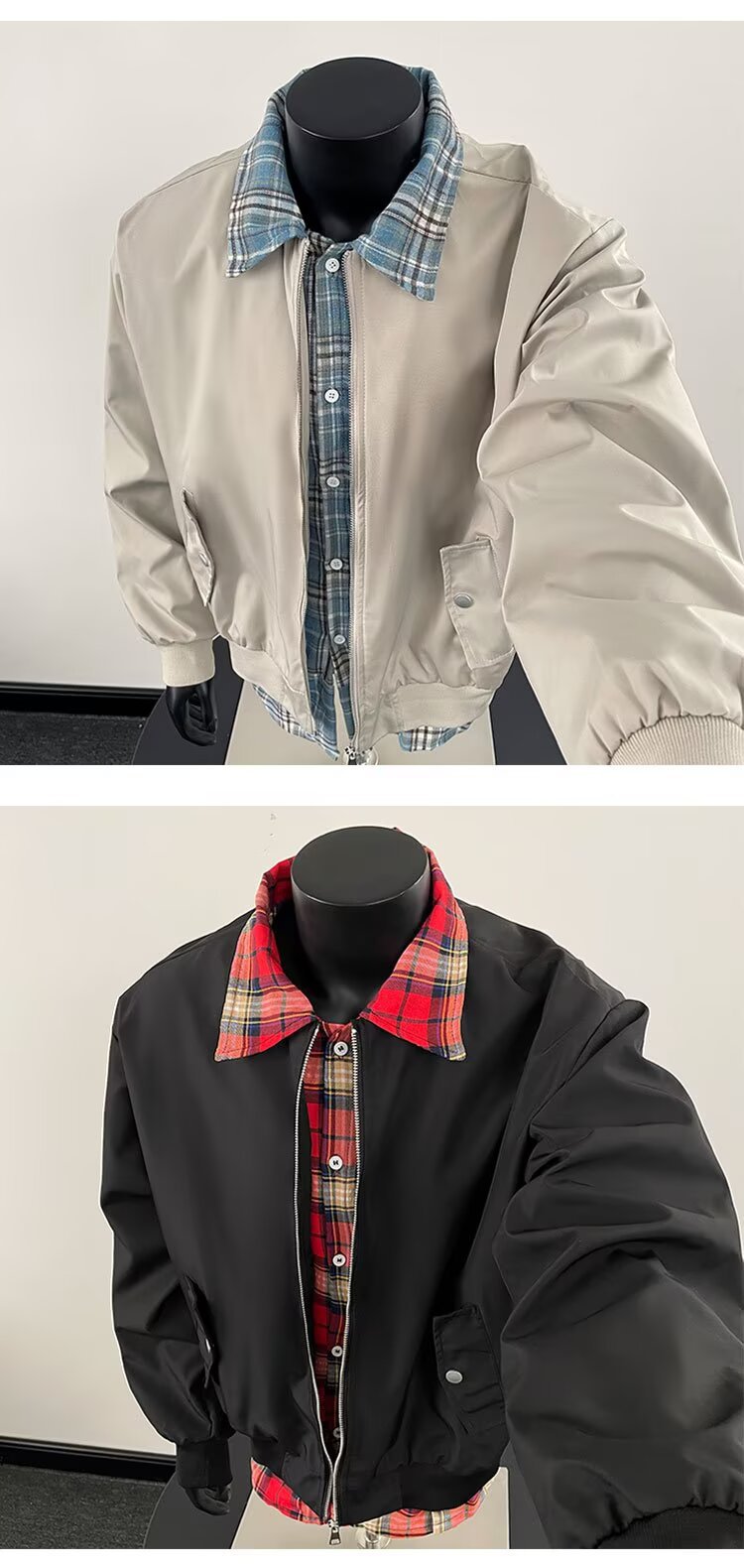 Men's Old Qian Style Colour Block Flight Jacket For Autumn_voghion.com
