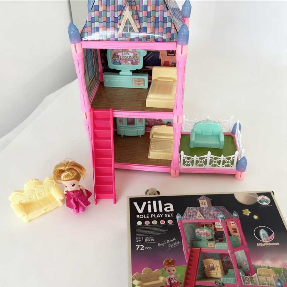 Casa de muñecas de la princesa transfronteriza castillo de la casa de muñecas de la niña juguetes de simulación de casa de ensamblaje regalo de cumpleaños para niños
