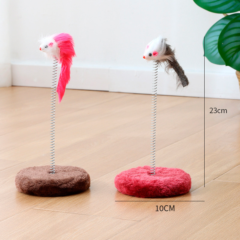 En stock redondo al por mayor pequeño gato escalada marco 10cm primavera ratón gato tablero del rasguño columna gato árbol salto plataforma gato juguete