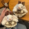 MR270 кружевное коричневое платье, кролик, коричневый шнурок