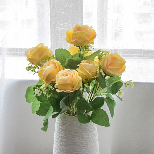 Camellia rose artificial flower ins romantic Nordic style artificial flower living room decoration silk flower wedding bouquet