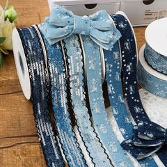 勾边亮片直切牛仔织带 DIY头饰蝴蝶结丝带服装辅料配件牛仔布料带
