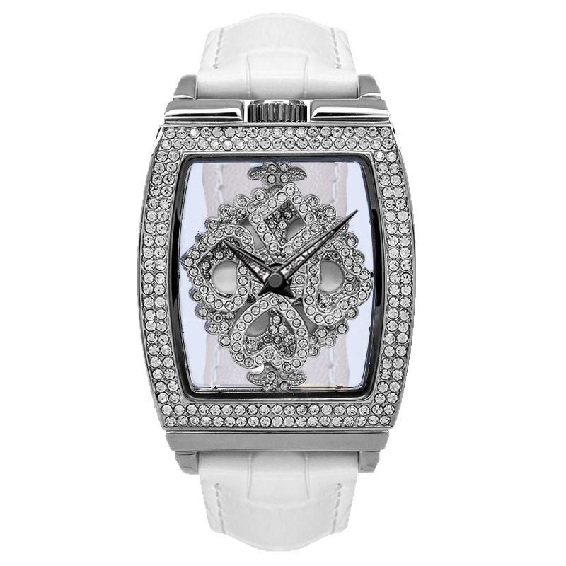 Orologio Wolesale Poker Goddess Nuovo Modello, Quadrante Rotante Trasparente Cavo con Finitura a Barile, Elegante Orologio da Donna con Pietre di Pietra_voghion.com