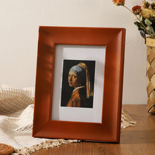 加宽复古实木相框摆台 6寸7寸8寸10寸a4现代简约客厅相框加厚画框