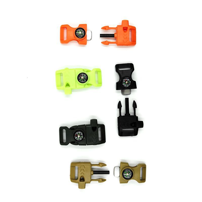 Flint hoja silbato pin hebilla 20MM multi-funcional supervivencia paraguas cuerda tejida suministros socket ventas directas de la fábrica