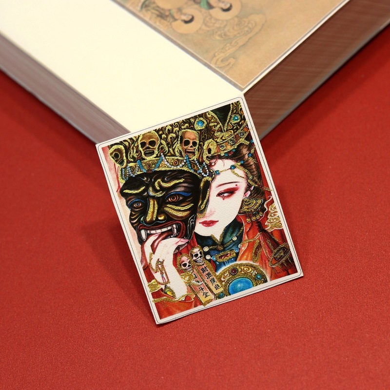 手描きの金のチベットタンカ絵画コアハート前世と現在のザキラムグリーンタラとマラパラ卸売|undefined