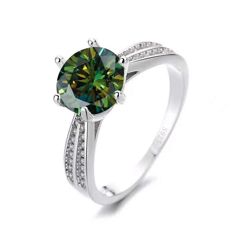 Anillo rojo de siete colores super brillante de moissanita ligero de lujo de plata esterlina de moissanita de 12 quilates anillo de diamantes de simulación