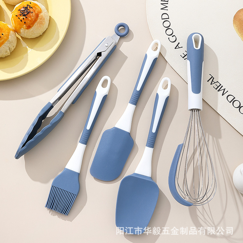 Silicone de doble color 5 piezas set cuchilla de goma cuchilla de crema cuchilla de silicona abrazadera de alimentos cepillo suministros de herramientas de horneado