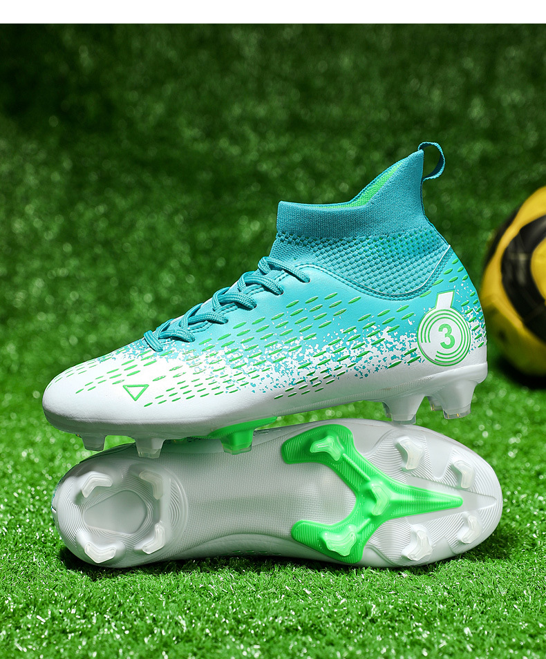 Scarpa da calcio alta in pelle, grande, per uomo e donna, per bambini, prato artificiale rotto, unghie lunghe, anatra mandarina_voghion.com