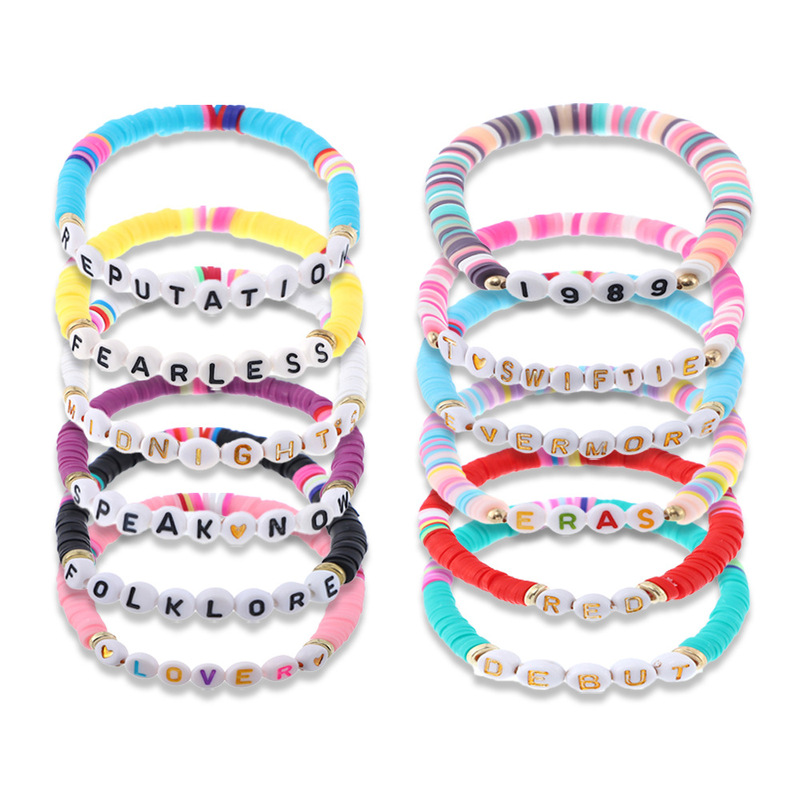 Spot Amazon Set Taylor Swift Music Inspired Friendship Bracelet Letters Handmade Soft Clay Wholesale