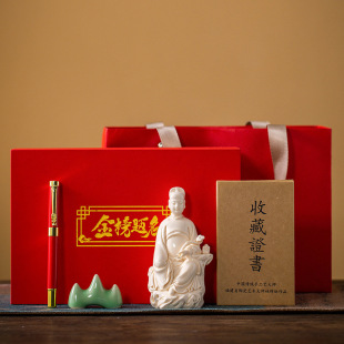 Intangible Cultural Heritage Master Handmade Ceramic Crafts Of文昌帝君 Ornaments for Home Living Room Study Room Golden List Gifts