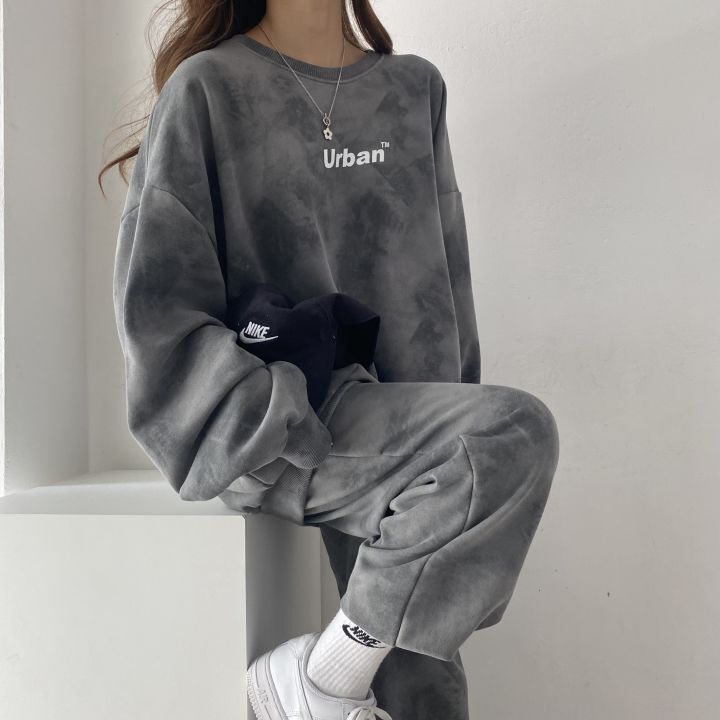 Set women's velvet padded wholesale cotton long sleeve trousers women's two-piece 2023 spring autumn winter thin casual foreign trade