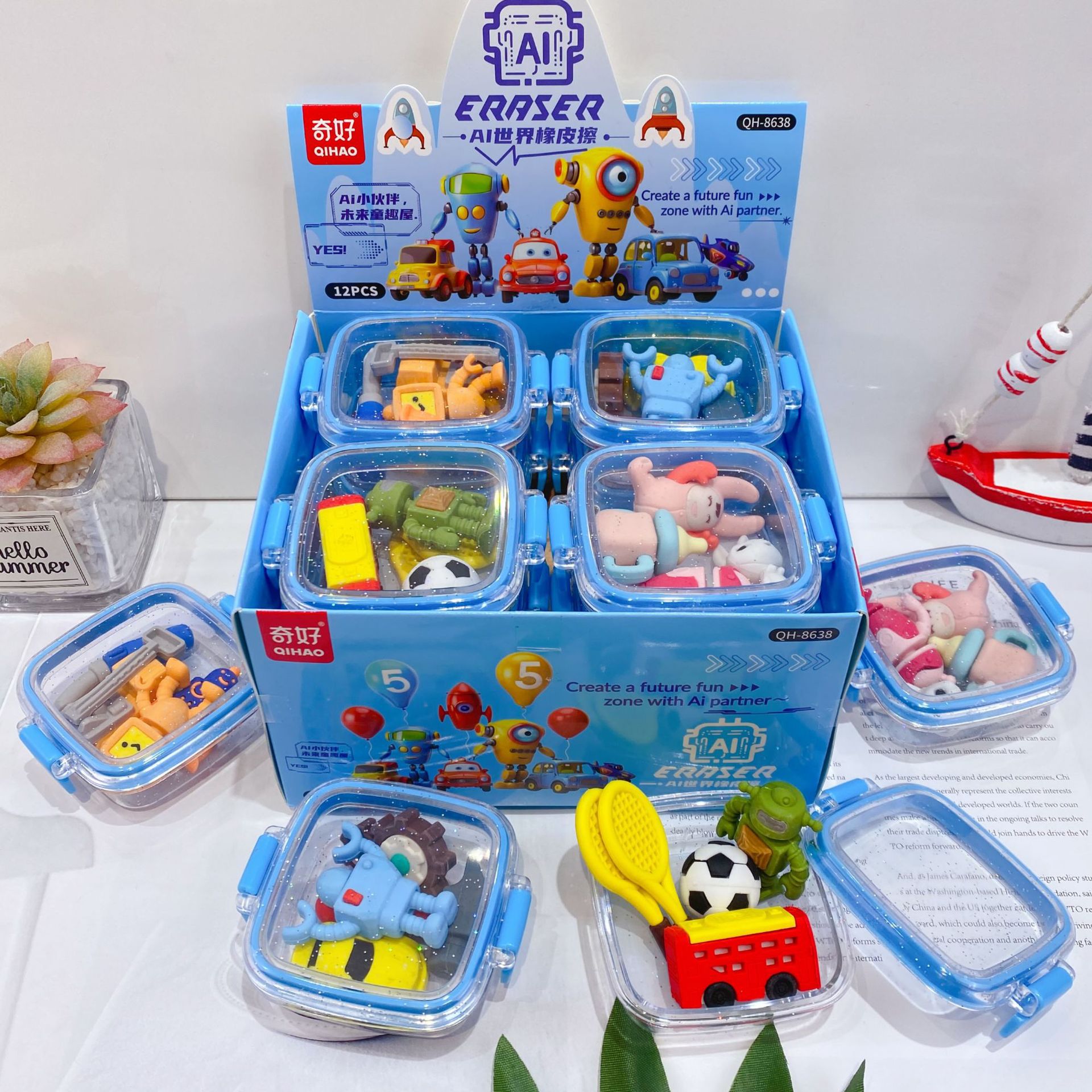 Nuevo dinosaurio jurásico caja de almuerzo forma borracha adorable creativa se puede ensamblar borracha postre regalo 1 de junio