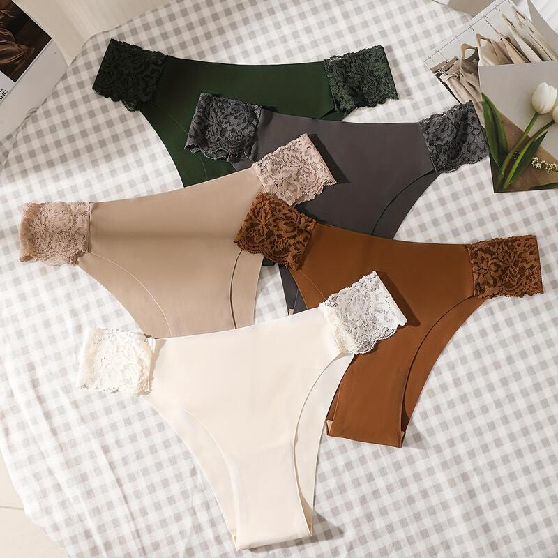 French Lace Sexy Girl Low-Waist Pants European and American Sexy Large Size Pure Cotton Crotch Breathable and Comfortable Women's Thong