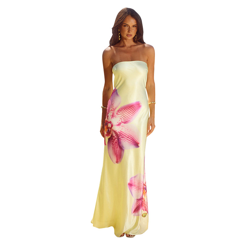 154g Weight Maxi Long Dress Dress Length Type Sleeveless Sleeve Length Sheath Dress Dresses Type Spandex, Polyester Fabric Type High Waist Waist Line Holiday, Lawn, Cocktail Party Occasion Strapless Neckline Slim Fit Type Flower Pattern Summer, Spring Season Women's Gender Elegant, Sexy Style Wholesale Women's Elegant Sexy Flower Holiday Lawn Cocktail Party Strapless Sleeveless Sheath Dress 11