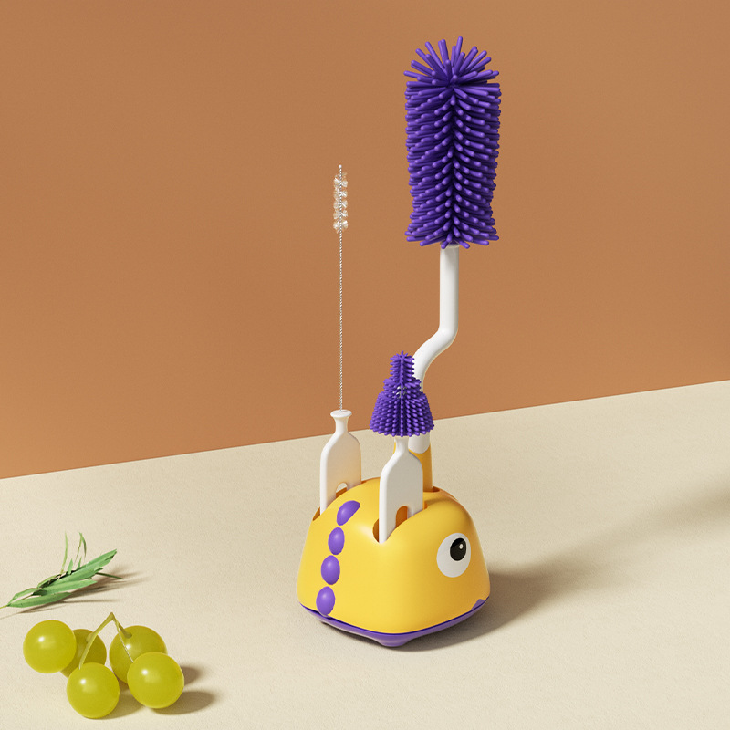 Cepillo de botella cepillo de limpieza bebé recién nacido cepillo de pezón traje de cepillo de paja botella giratoria cepillo de limpieza enjuague