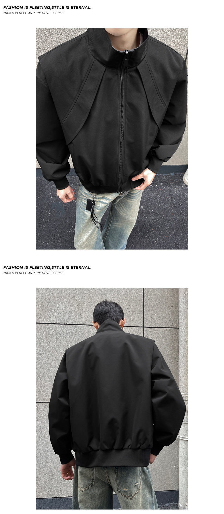 American Style Men's Denim Jacket With Stand-up Collar Spring_voghion.com