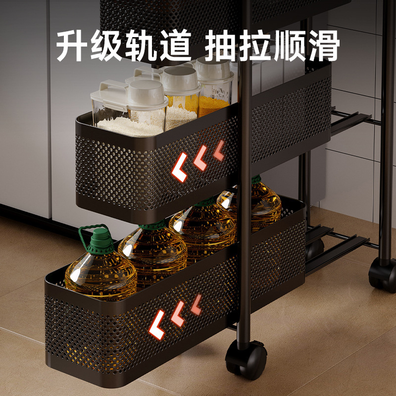 Estante de almacenamiento de cocina carro pequeño piso botella de condimentos multicapa estante de almacenamiento de frutas y verduras estante de almacenamiento de hendidura estrecha móvil