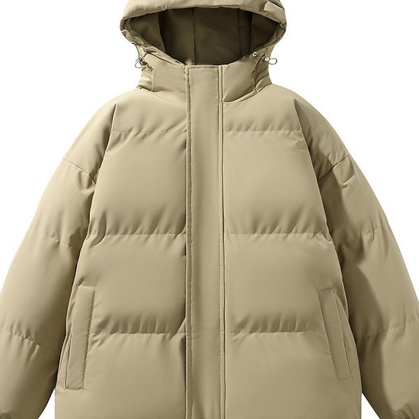 Hooded couple's down cotton jacket for men, winter warm thickened puffer coat for middle-aged and young men, loose fit, large size, fleece-lined outerwear