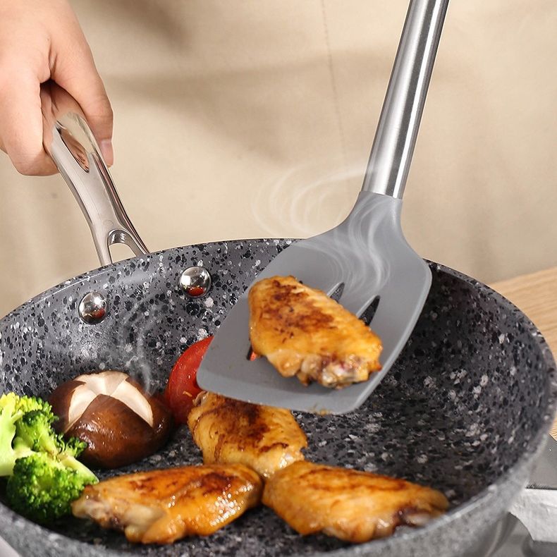 Cuatro piezas de acero inoxidable madera de haya panela antiadherente panela especial resistente a altas temperaturas cocina panela