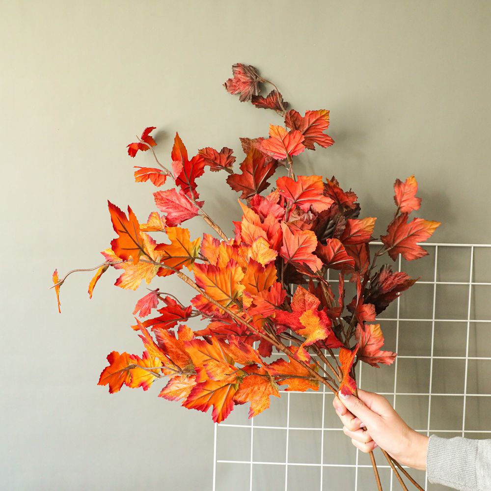 假花楓葉仿真花廠家家居裝飾婚慶手捧花玫瑰花牆INS跨境YC1045