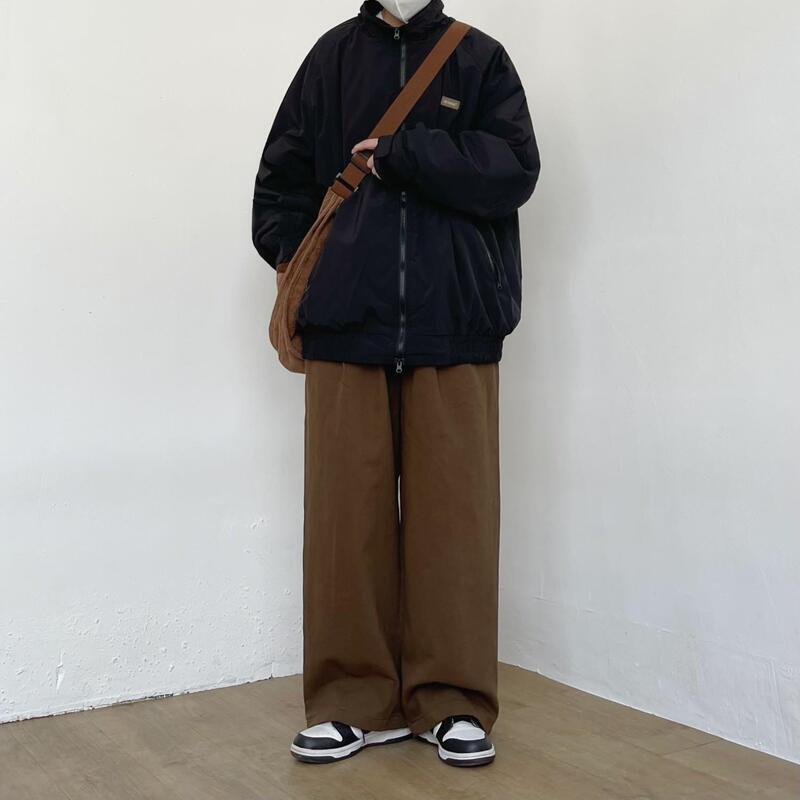 日系复古纯色百搭休闲裤宽松直筒阔腿工装长裤男女潮ins|undefined