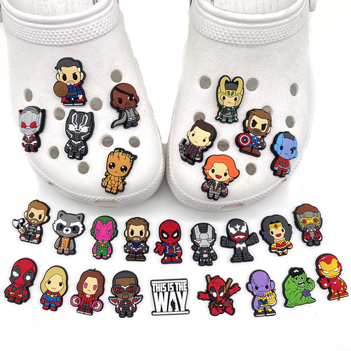 Marvel series croc shoe flower detachable hole shoes shoe flower shoe buckle PVC shoe flower decoration buckle