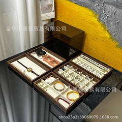 五层胡桃木首饰收纳盒绒布高档精致项链戒指耳饰手饰防氧化珠宝盒