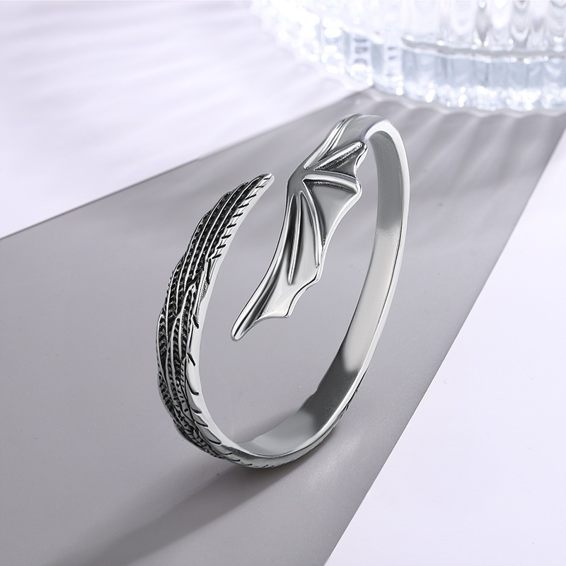 Brazalete de plata esterlina 925 alas demoniacas sensación de alto nivel nicho lujoso ligero simple moda joyería anillo pulsera pulsera mujer