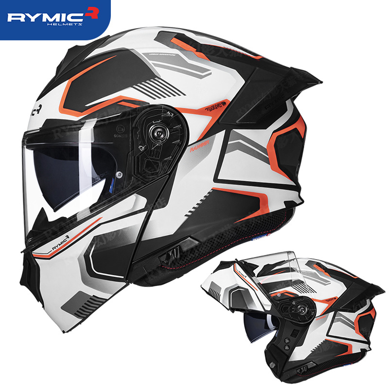 Casco de motocicleta Ruimi, motocicleta para hombres y mujeres, casco de doble espejo, ranura Bluetooth totalmente cubierta, cola grande de cuatro estaciones 3C