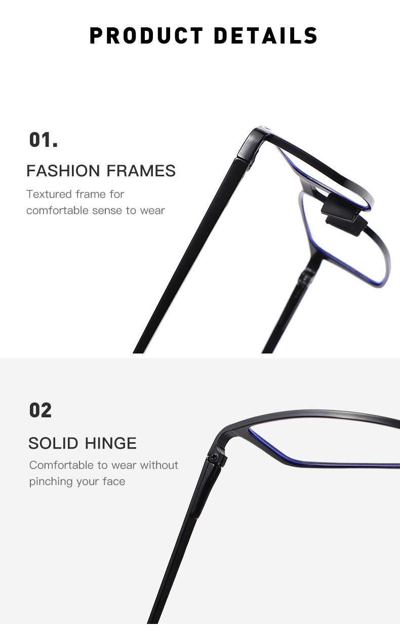 2023 Nuovo Export Metallo Full Frame Triangle Pen Cartridge Box Anti-luce blu per la generazione di specchi per anziani Gamba a molla per capelli Sguardi di lettura_voghion.com