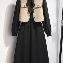 马甲配连衣裙两件套秋季2025新款女气质小香风秋装搭配一整套裙子