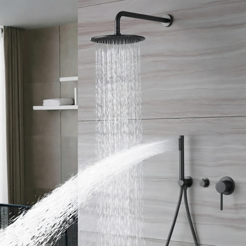 Italian all-copper concealed shower set, wall-mounted hot and cold embedded hidden shower unit for cross-border sales