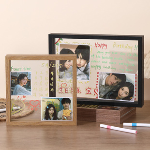 Double-Sided Glass Photo Frame DIY Transparent Table 6inch 8inch Kidsren's Graffiti Picture Frame Valentine's Day Romantic Gift Ornaments