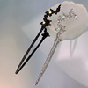 Liquid state Metal silvery Hairpin A small minority Sense of design Hairpin New Chinese style gemstone Hairdressing Flaxen Hair Artifact Geometry Hairpin