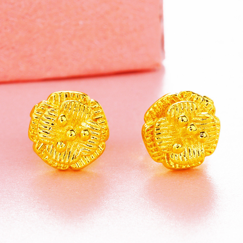Broqueles de Flores para Mujer de Cobre Dorado