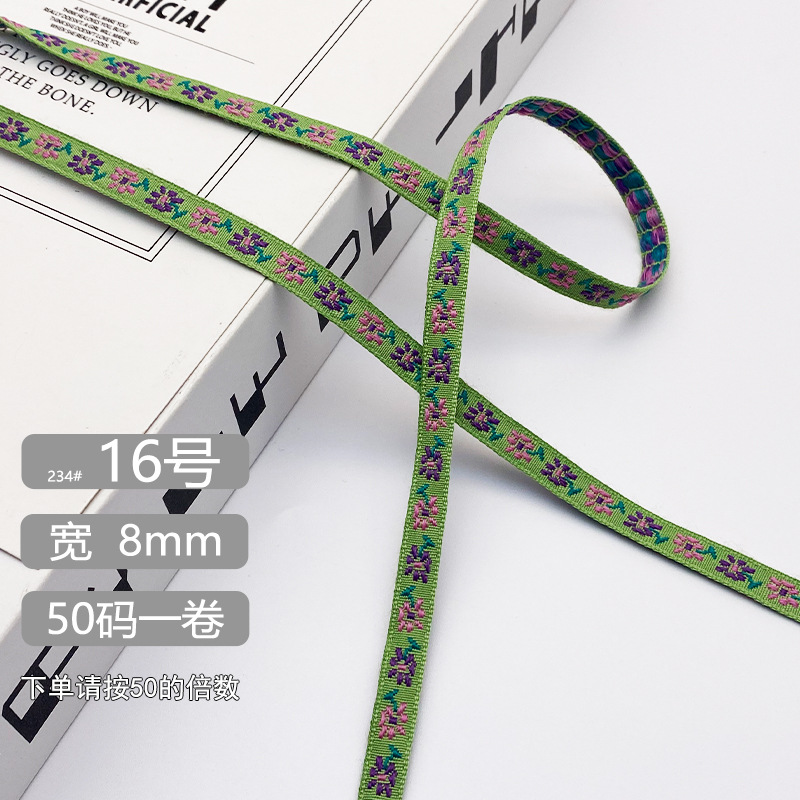 Chuanzhou ropa accesorios de encaje de poliéster jacquard banda 8MM flores decoración universal borde de zapatos accesorios gorra