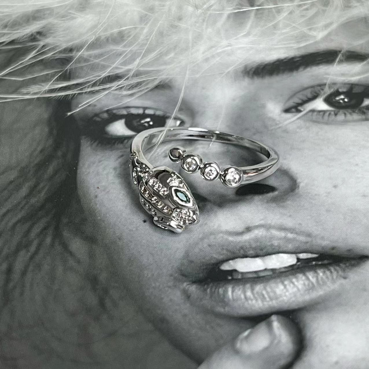 1 Piece Fashion Animal Snake Butterfly Alloy Plating Inlay Zircon Womenu0027S Open Ring