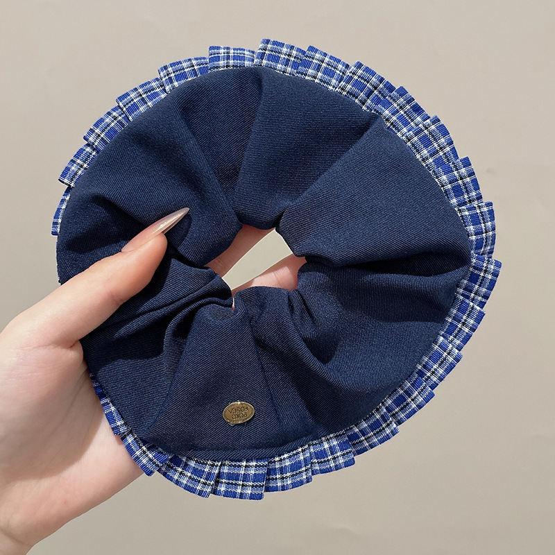 Corbata de pelo de intestino de lunares de crema grande coreana, gomas de goma de cola de caballo suaves para mujer, accesorios para el cabello de bola, accesorios para el cabello, cuerda para la cabeza