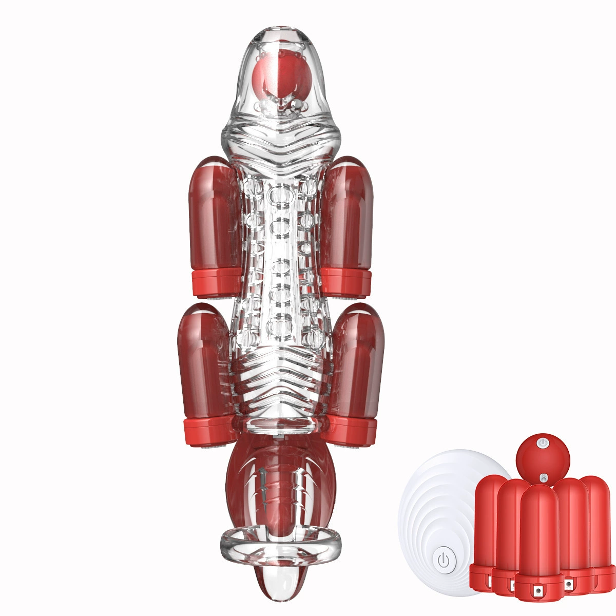 Wireless Penis Vibration Massager (Moonuo) PROMAX 12th Gen, One-to-Six Trainers, Transparent/Black