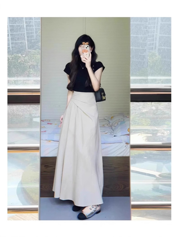 梨形身材不规则半身裙女夏季新款胖妹妹mm高腰显瘦中长款a字裙子|undefined