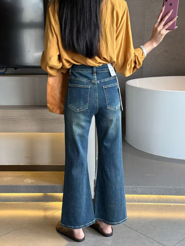 十三行女装喇叭牛仔裤女神2025秋季辣妹显瘦高腰小个子九分微辣裤|undefined