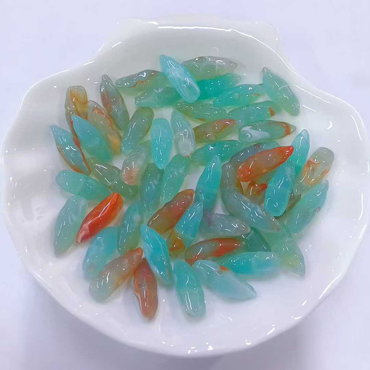 异形亚克力树脂材料直孔散珠DIY饰品工艺品大珠子仿玉石星空效果