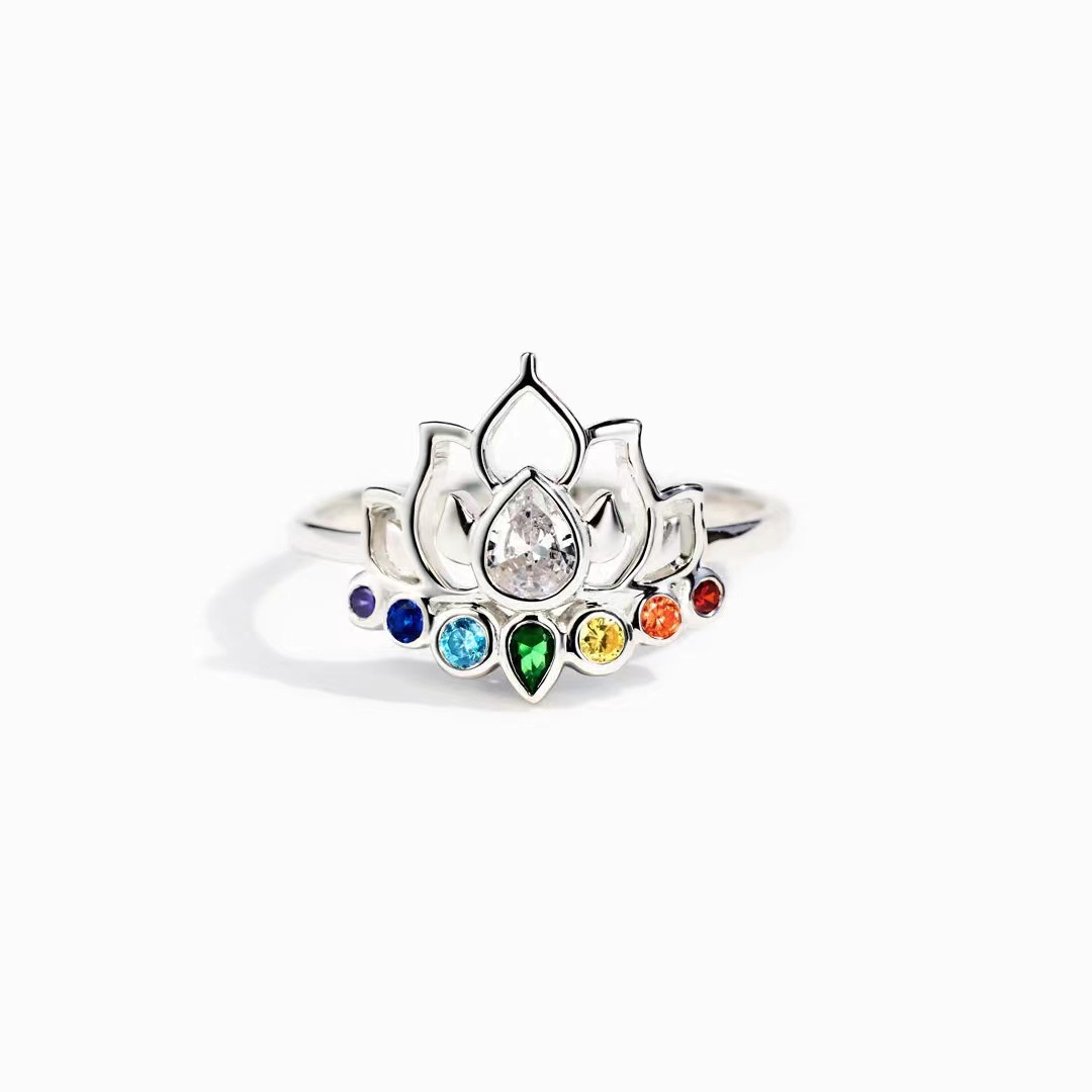 Elegant Lady Lotus Sterling Silver Plating Inlay Zircon Rings display picture 5