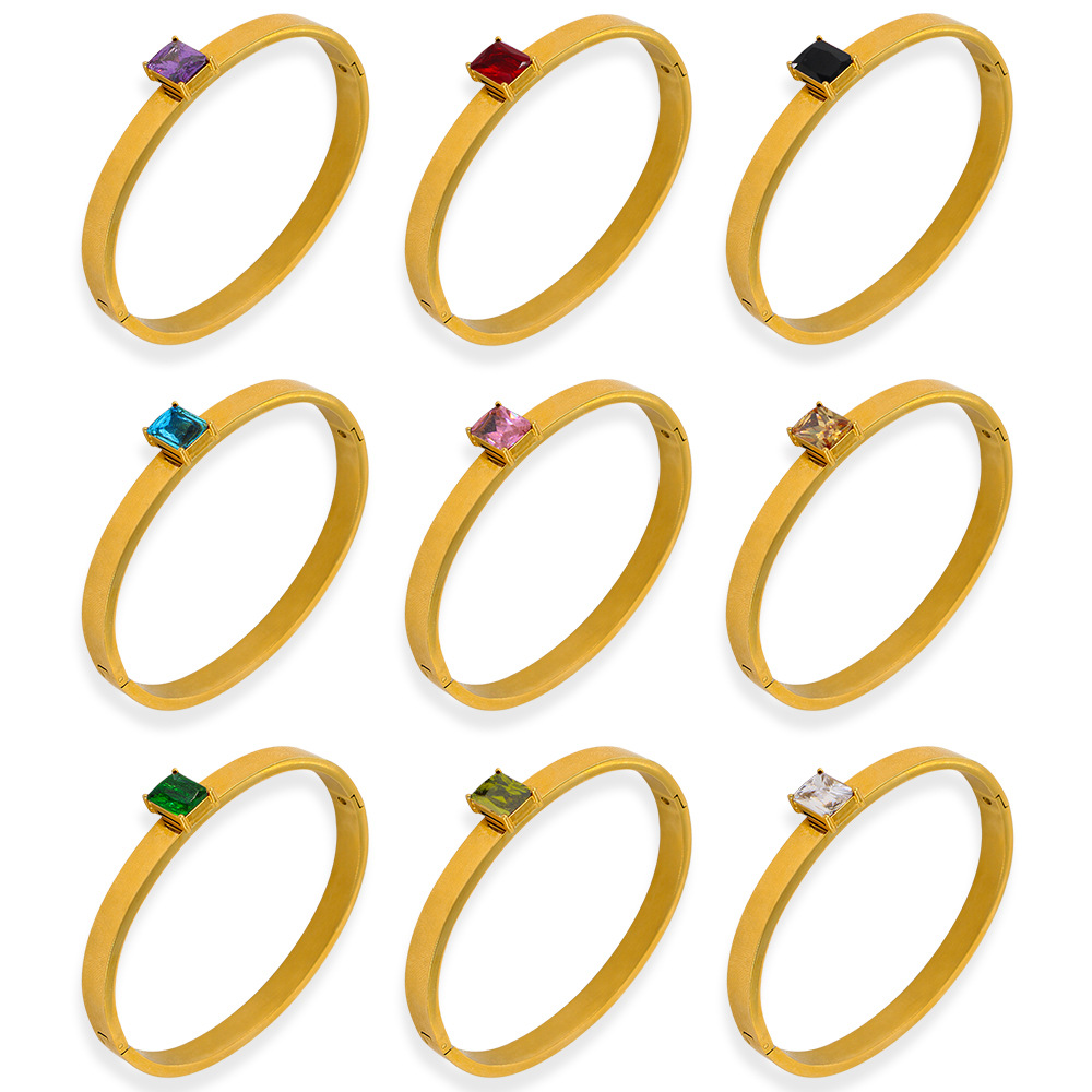 Fashion Geometric Stainless Steel Plating Zircon Bangle 1 Piece